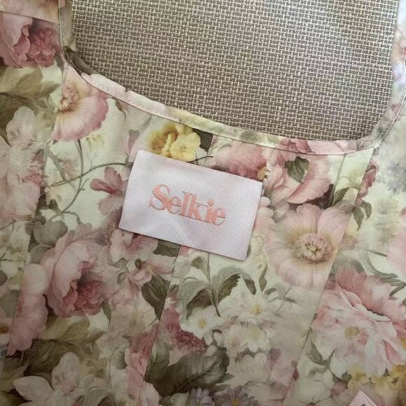 Selkie The Pammy Duchess Corset XSmall Lace Up Cropped Ivory Blush Floral Top - Picture 6 of 8